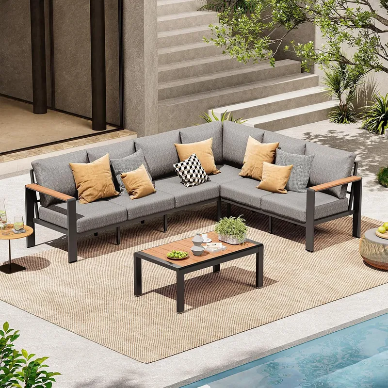 ComfCove Aluminum Outdoor Patio Furniture Set 6 Seats