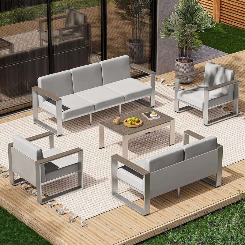 ComfCove Aluminum Outdoor Patio Furniture Set, 7 Seats