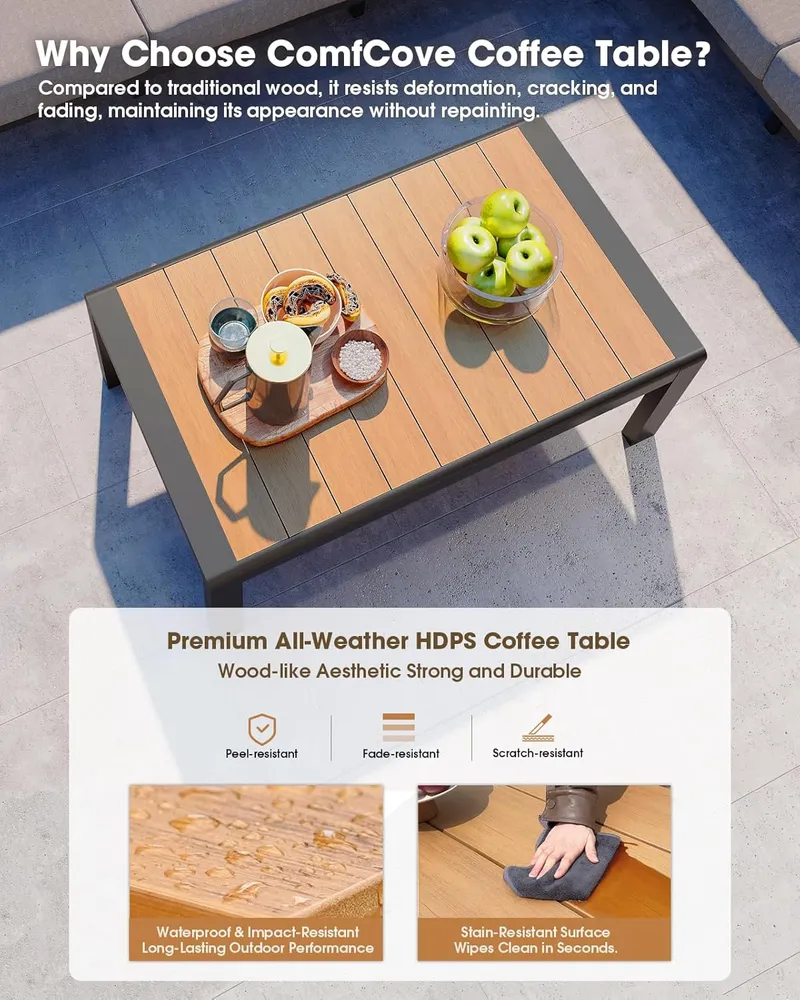 ComfCove Outdoor Aluminum Patio Furniture Set 11 Seats, Grey