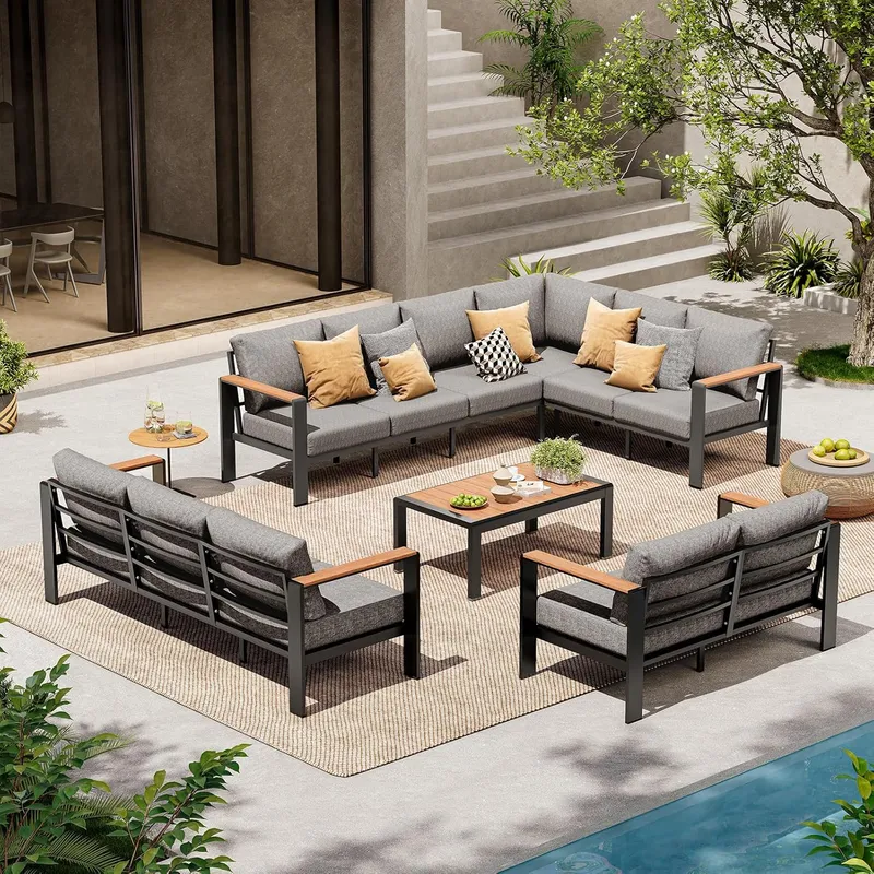 ComfCove Outdoor Aluminum Patio Furniture Set 11 Seats
